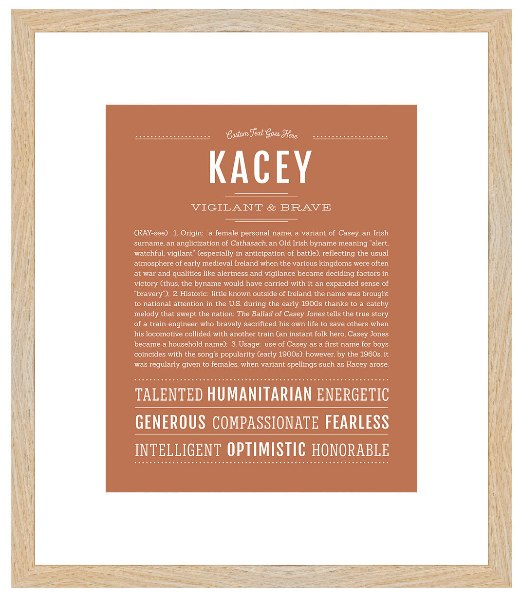 Kacey (female) | Name Art Print