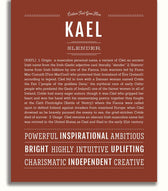 Kael Personalized Name Meaning Art Prints – Name Stories