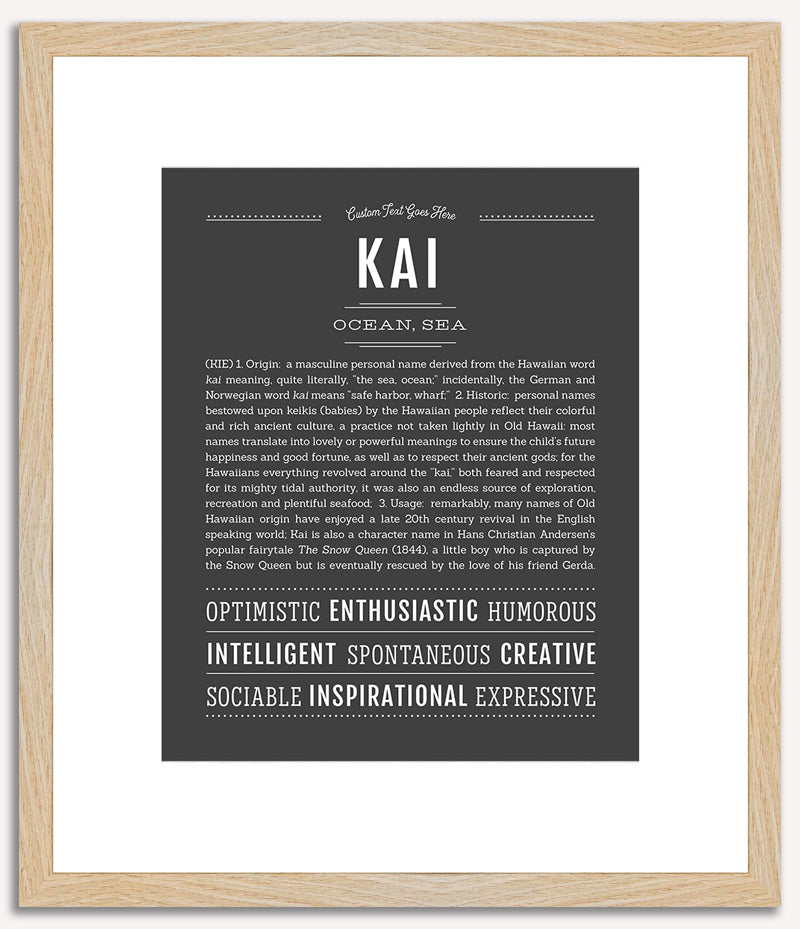 Kai Personalized Name Meaning Art Prints – Name Stories