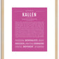 Kallen | Name Art Print