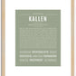 Kallen | Name Art Print