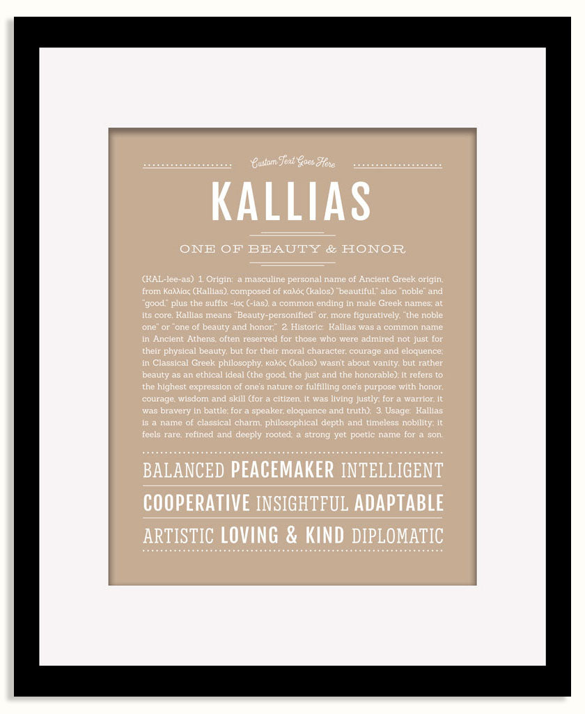 Frame Options | Tan | Black Frame, Matted