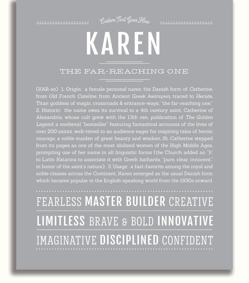 Karen Personalized Name Meaning Art Prints – Name Stories