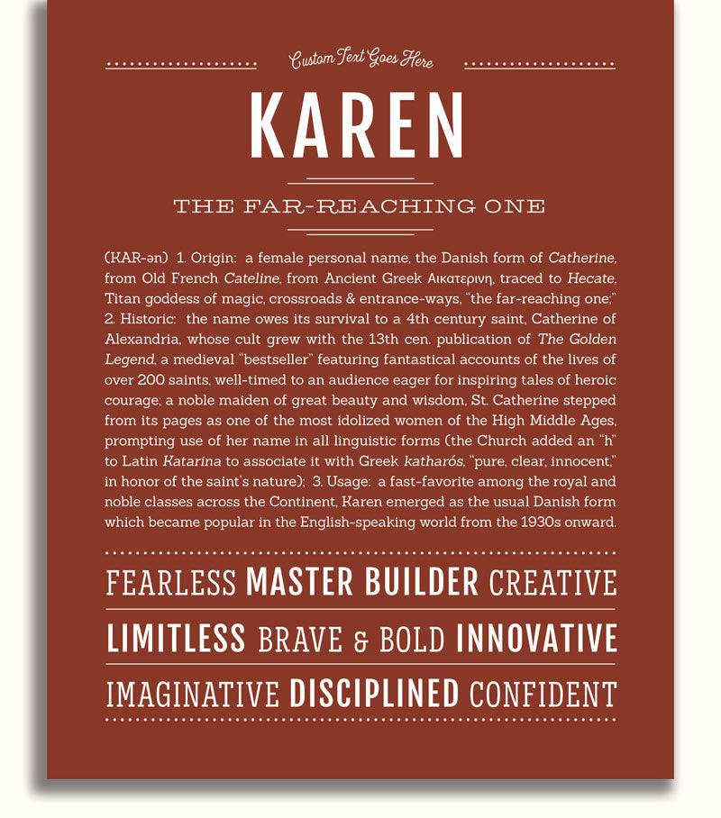 Karen Personalized Name Meaning Art Prints – Name Stories