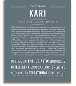 Cari Name Kari Personalized Name Meaning Art Prints – Name Stories