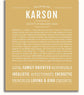 Karson Personalized Name Meaning Art Prints – Name Stories