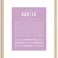 Karter (female) | Name Art Print