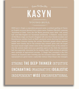 Kasyn Personalized Name Meaning Art Prints – Name Stories