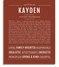 Kayden Personalized Name Meaning Art Prints – Name Stories
