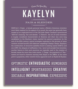 Keilyn Kayelyn Personalized Name Meaning Art Prints – Name Stories