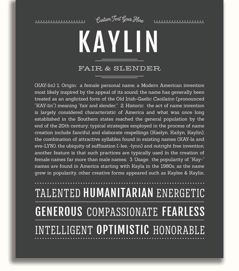 Keilyn Kaylin Personalized Name Meaning Art Prints – Name Stories