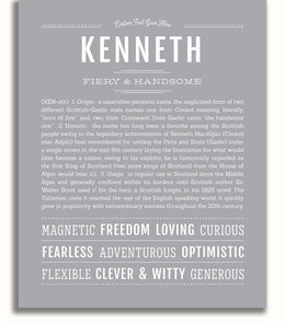 Kenneth Kenneth Personalized Name Meaning Art Prints – Name Stories