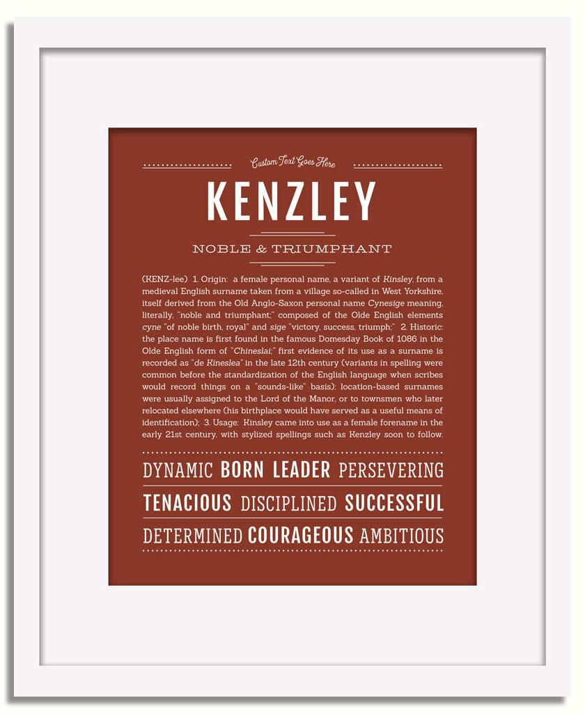 Kenzley Personalized Name Meaning Art Prints – Name Stories
