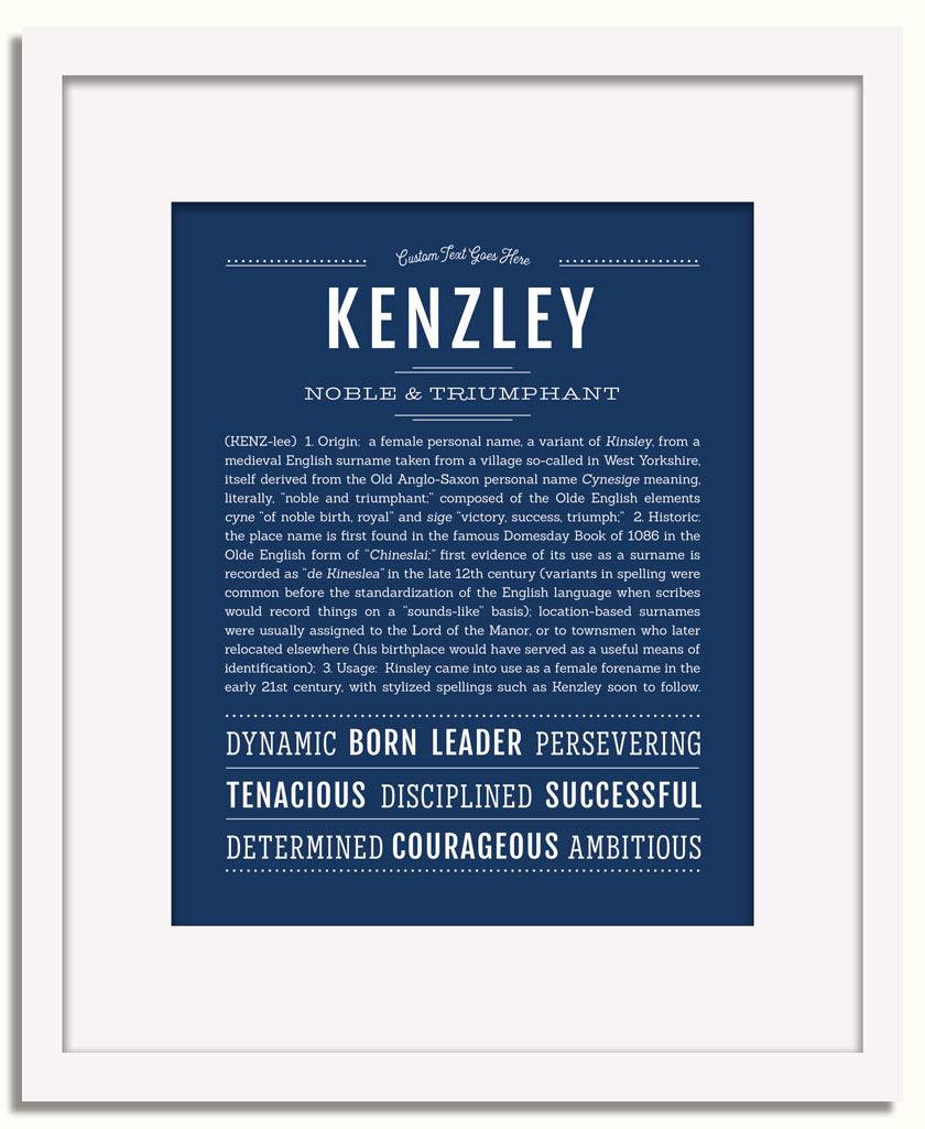 Kenzley Personalized Name Meaning Art Prints – Name Stories