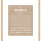 Khamila | Name Art Print