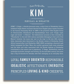 Kim Personalized Name Meaning Art Prints – Name Stories