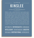 Kinslee Personalized Name Meaning Art Prints – Name Stories