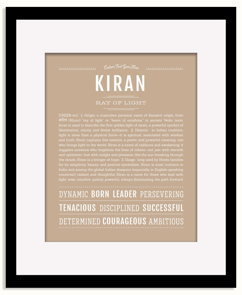 Frame Options | Tan | Black Frame, Matted