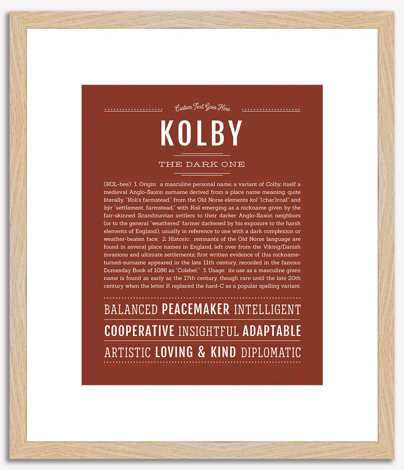 Kolby (male) | Name Art Print