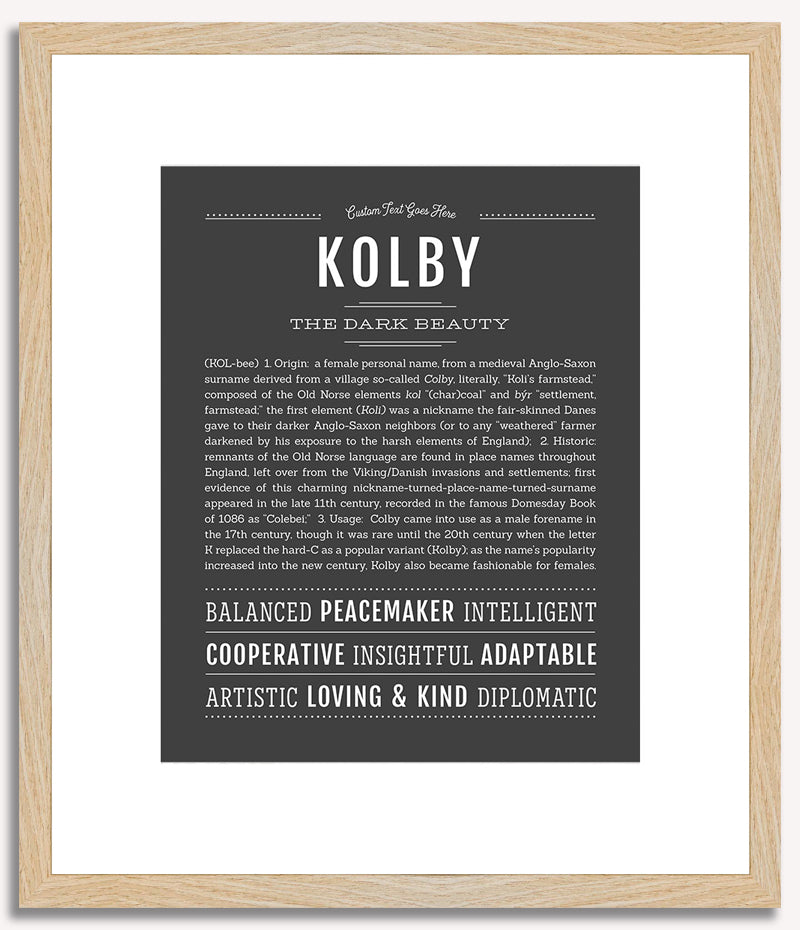 Kolby (male) | Name Art Print