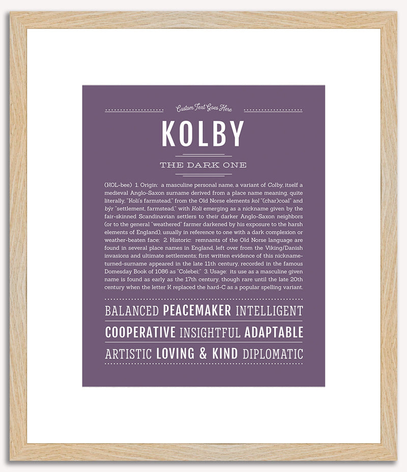 Kolby (male) | Name Art Print