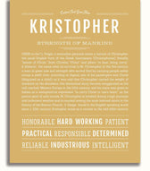 Kristopher Kristopher Personalized Name Meaning Art Prints – Name Stories