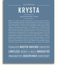 Krysta Personalized Name Meaning Art Prints – Name Stories