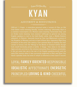 Kyan Personalized Name Meaning Art Prints – Name Stories
