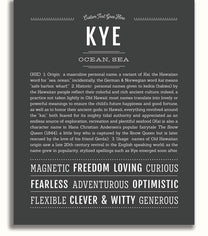Kye Text Kye Personalized Name Meaning Art Prints – Name Stories