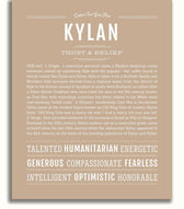 Kylan Personalized Name Meaning Art Prints – Name Stories