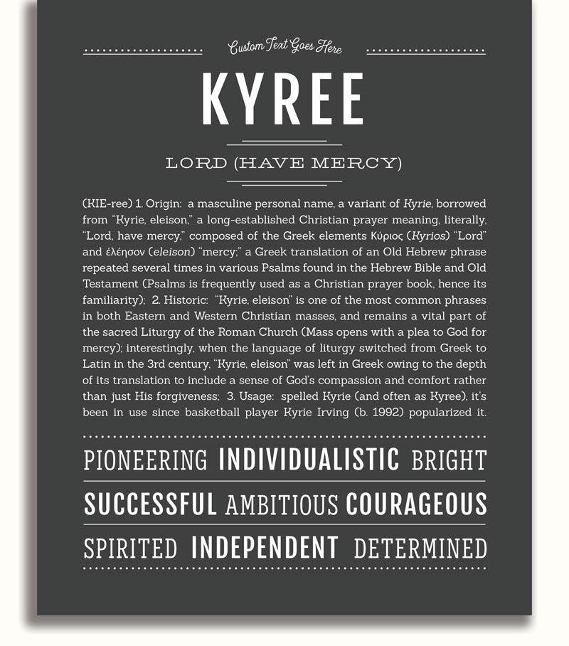 Kyree Personalized Name Meaning Art Prints – Name Stories