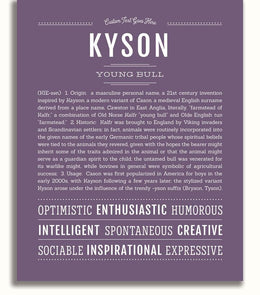 Kyson Personalized Name Meaning Art Prints – Name Stories