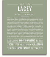 Lacey Personalized Name Meaning Art Prints – Name Stories