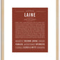 Laine (female) | Name Art Print