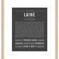 Laine (female) | Name Art Print