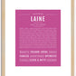 Laine (female) | Name Art Print