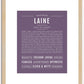 Laine (female) | Name Art Print