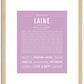 Laine (female) | Name Art Print