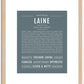 Laine (female) | Name Art Print