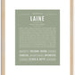 Laine (female) | Name Art Print