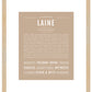 Laine (female) | Name Art Print