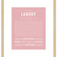 Landry (male) | Name Art Print