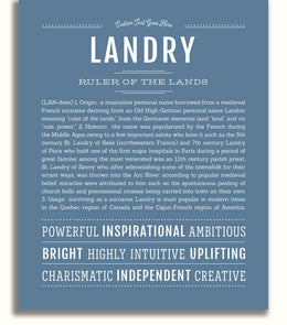 Landry Personalized Name Meaning Art Prints – Name Stories