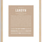 Landyn (male) | Name Art Print