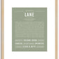 Lane | Name Art Print