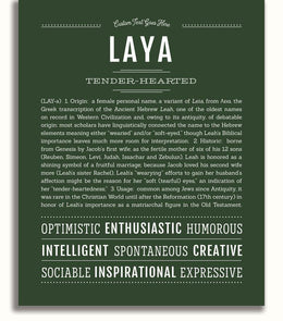 Laya Personalized Name Meaning Art Prints – Name Stories