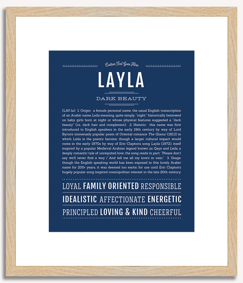 Layla Personalized Name Meaning Art Prints – Name Stories