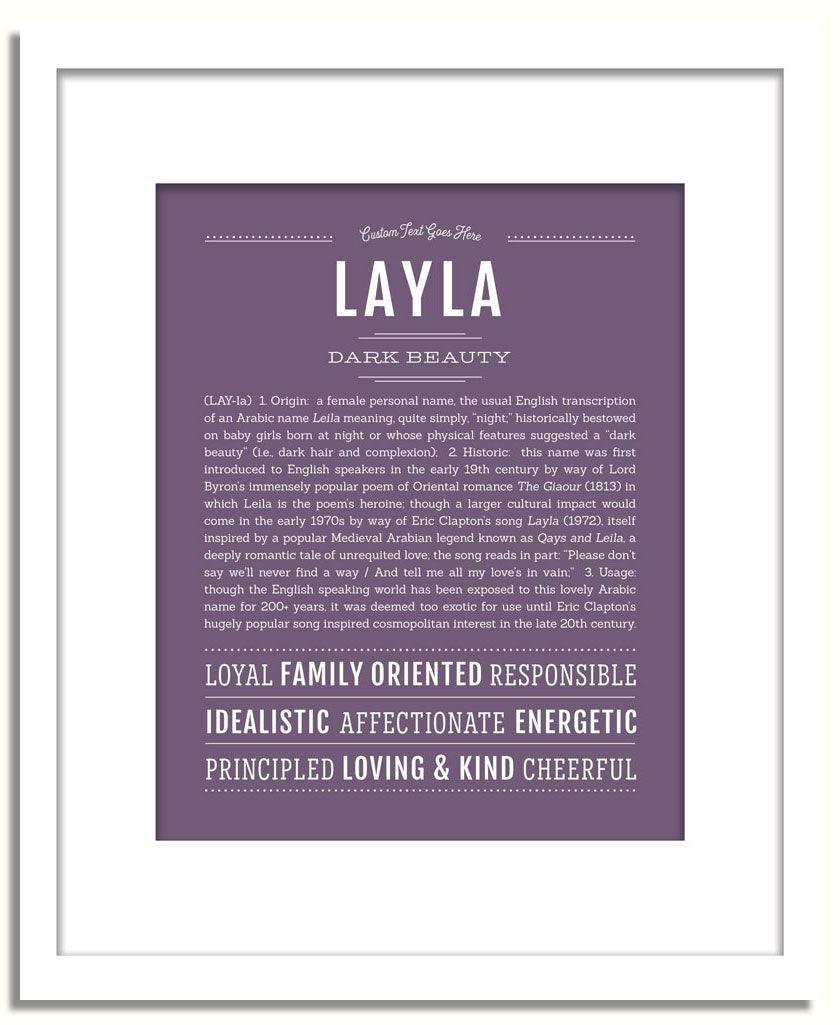 Layla Personalized Name Meaning Art Prints – Name Stories