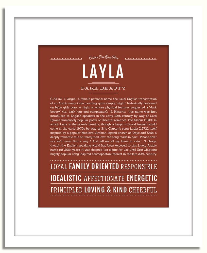 Layla Personalized Name Meaning Art Prints – Name Stories