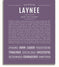 Laynee Personalized Name Meaning Art Prints – Name Stories